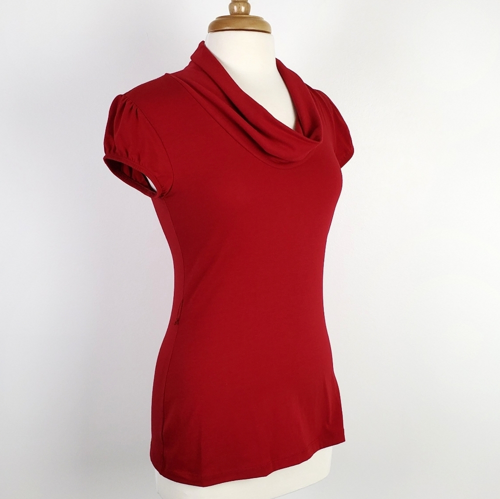 Iz Byer Womens Fitted Silhouette Red Blouse Med